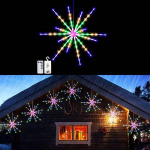 LED Starburst Licht Meteor Feuerwerk Lichterkette 8 Lichtmodi Batteriebetrieben Party Weihnachtsbeleuchtung, Bunt