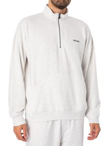 Calvin Klein Herren Lounge-Sweatshirt mit Viertelreißverschluss, Weiß S