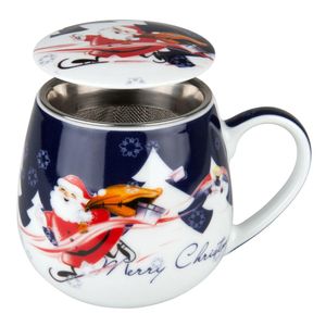 Könitz Merry Christmas Father Christmas Hrnček, šálka, šálka na čaj, so sitkom a viečkom, porcelán, 420 ml, 11 5 143 0810