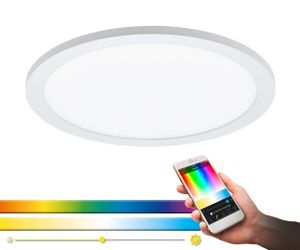 EGLO connect LED Deckenleuchte SARSINA-C Panel, Smart Home Deckenlampe, Ø 30 cm, inkl. Fernbedienung, dimmbar, Weißtöne und Farben einstellbar