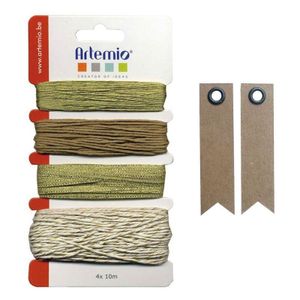 Kit Gold Schnüre + 20 Wimpel Kraft Etiketten