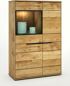 Vitrine - Eiche geölt teilmassiv - Glas - B 102 cm - 4 Türen