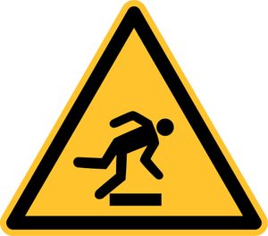 Warnschild "Stolpergefahr" für Innen- und Außenbereiche, Gelb, Material Aluminium geprägt, Seitenlänge 20 cm