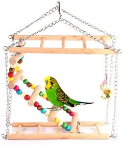Vogelspielzeug für Papageien, Naturholz, zum Aufhängen, Schaukeln, Zerkleinern, Kauen, Sitzstangen für Papageien, Beißspielzeug für Wellensittiche, Nymphensittiche, Aras