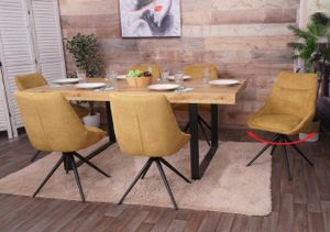 sada 6 jídelních židlí HWC-M65, kuchyňská židle křeslo židle, otočné auto-pozice kov látka/textil  hořčicově žlutá