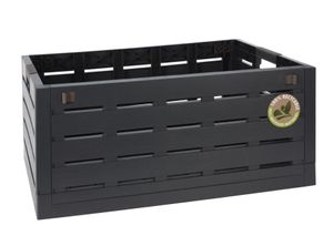 XXL Klappbox 60 Liter anthrazit - 59 x 40 cm - Universal Faltbox in Holz Optik - klappbarer Einkaufs Wäsche Korb