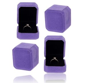 4 x Ringetui für Verlobungsringe/Ringbox für Ringe Ringschachtel für Verlobungsring Schmuckschachtel für Hochzeit/Valentinstag Geschenkbox Schmuckkästchen Heiratsantrag Trauringetui Schmucketui Lila