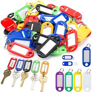 100 Stück Schlüsselanhänger zum Beschriften Schlüsselschilder Set Schlüsselringe Bunten Farben  Farbige Beschriften Kunststoff Etiketten Retoo