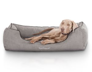 Knuffelwuff Orthopädisches Hundebett Amelie aus Velours mit Handwebcharakter XXL 120 x 85cm Grau