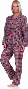Damen langarm Flanell Schlafanzug Pyjama Set kariert - 222 201 15 870 ; rot , 40