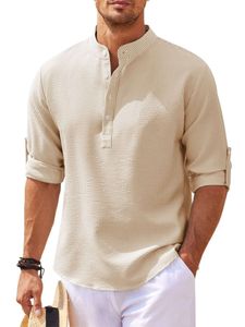 Herren Langarmshirts Hemden Regular Fit Tops Casual Langarm Bluse Freizeithemd Shirts Khaki,Größe XL
