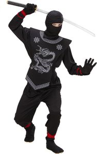 Kostüm schwarzer Ninja komplett Kinder Ninja - Kinderkostüm S - 128 cm