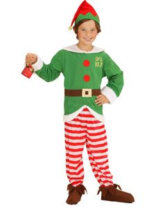 Weihnachtself Kinder-Kostüm grün-rot-weiss