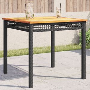 vidaXL Zahradní stůl černý 80x80x75 cm polyratan akáciové dřevo