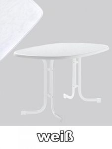 SIEGER Gartentisch klappbar oval 140x90 cm weiß Stahl