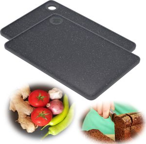 LS-LebenStil 2 Brettchen Essbrettchen Set 23cm Schwarz Frühstücksbrettchen Frühstücksbrett Kunststoff Küchenbrett Essbrett Vesperbrett Schneidebrett