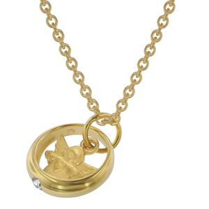 trendor 75956 Halskette mit Engel-Taufring Gold auf Silber, 42 cm