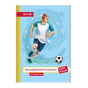 ROTH Grundschul-Aufgabenheft Klipp&Klar Hausaufgabenheft mit Tagesfarben, A5, 1 Woche 2 Seiten, Fußball