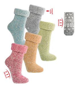 bunte super flauschige Thermo ABS Socken mit 62% Wolle Wollsocken Gr. 39/42 gelb