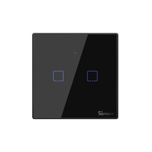 SONOFF T3EU2C-TX 2-Gang-Smart-WiFi-Wandleuchtenschalter 433 MHz HF-Fernbedienung APP / Touch-Control-Timer Smart-Switch mit EU-Standard-Panel Kompatibel mit Google Home / Nest & Alexa