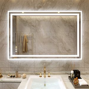 WISFOR LED Badspiegel 90×70cm Badspiegel mit Beleuchtung Badezimmerspiegel Wandspiegel mit Touchschalter Beschlagfrei Dimmbar