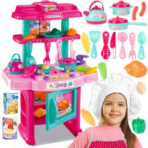 Malplay Detská kuchynka na hranie Malý šéfkuchár Detská kuchynka s príslušenstvom | výška 64 cm | ružová | pre deti od 3 rokov