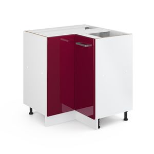 Vicco Eckschrank R-Line, 75.6 cm ohne Arbeitsplatte, Bordeaux Hochglanz/Weiß