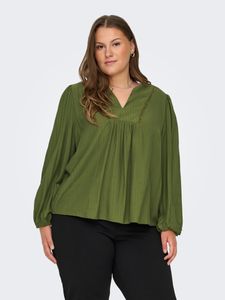 Bluse Plus Size V-Ausschnitt Puffärmel elastische Bündchen | 46