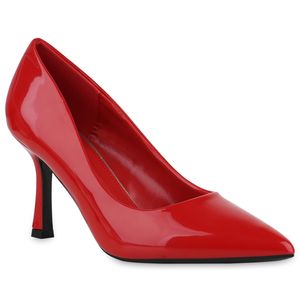 VAN HILL Damen Spitze Pumps Stiletto Party Absatz-Schuhe 840670, Farbe: Rot, Größe: 39