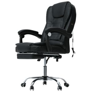 Crenex Bürostuhl Chefsessel Drehstuhl Computerstuhl mit Vibration & Fußablage aus Kunstleder in schwarz Mit Fußstütze
