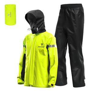 Motorrad-Regenanzug, reflektierend und wasserdicht, fürs Fahrradfahren, Gelb, L