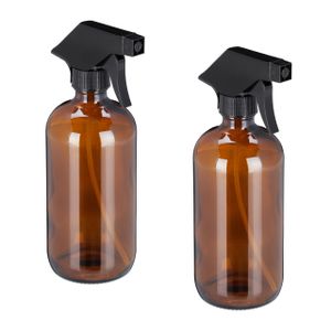 relaxdays Sprühflasche Glas im 2er Set Braun