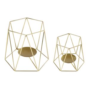 12er Kreative Kerzenständer Set Teelicht geometrische Form Metall Kerzenhalter Hochzeit Party Tischdekoration (gold)