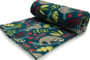 Fleece DTY stoff gedruckt (250g), Faultiere, Meeresfarbe, 50 x 160 cm