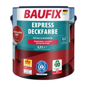 BAUFIX Express Deckfarbe skandinavisch rot matt, 2.5 Liter, Wetterschutzfarbe