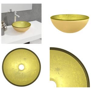 vidaXL Waschbecken Hartglas 30x12 cm Golden - Waschbecken - Becken - Glas Waschbecken - Aufsatzwaschbecken