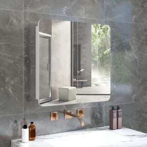 Meerveil Spiegelschrank, Hängeschrank, Badezimmerspiegel mit 2 Türen,  68 x 12.9 x 66 cm, weiß
