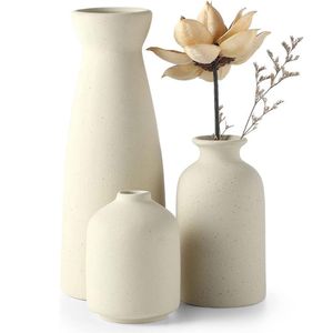 Vasen Deko -Weiße Keramik Vase Satz von 3 für Moderne Home Decor,Deco Matte Vasen für Pampasgras,Vasen Deko Aesthetic Neutral Boho Skandinavische Deko