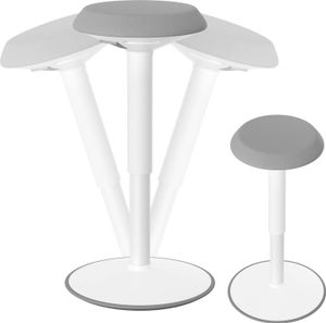 VA-Cerulean Ergonomischer Hocker Wackelhocker Bürohocker Stehhocker Stehsitz 360° Neigbar Sitzhocker Schreibtischhocker mit Schwingeffekt Arbeitshocker (54-79 cm H?henverstellbar, Rund, Hellgrau)