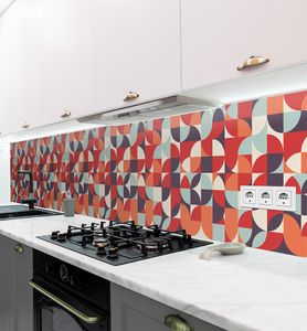 Küchenrückwand Retro 70er Jahre rot selbstklebend, groesse_krw:80 x 60cm