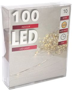100er LED Drahtlichterkette Batterie Timer warmweiß Wasser biegsam