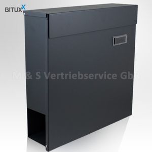 BITUXX Briefkasten mit Zeitungsfach Dunkelgrau MS-16027
