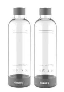 Philips GoZero - Wassersprudler-Flasche, 2 Stück, Fassungsvermögen 1 l, Kunststoff grau ADD911GR/10