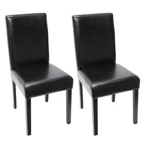 2er-Set Esszimmerstuhl Stuhl Küchenstuhl Littau  Leder, schwarz, dunkle Beine