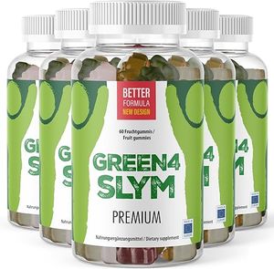 Green 4 Slym Gummibärchen - leckere Gummibärchen mit Pflanzenaroma - 60 Stück pro Dose 5x