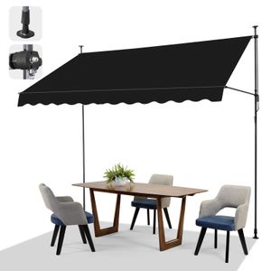 FCH Balkonmarkise 300x150x(200-300) cm Gelenkarm Markise Klemmmarkise Sonnenmarkise Balkon ohne Bohren - Beschattung Terrasse & Balkon,Schwarz