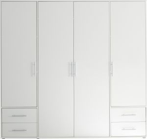 Kleiderschrank "Valencia" in Weiß mit 4 Schubladen und 4 Türen. Abmessungen (BxHxT) 206x195x60 cm