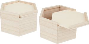VBS 2er-Pack Holz-Kästchen HEXAGON mit Schiebedeckel 6-eckig 6,5x10,4cm