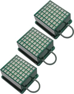 vhbw 3x Staubsaugerfilter kompatibel mit Vorwerk Kobold VK131, VK130, 131 SC, 131, 130, VK131 SC Staubsauger - HEPA-Filter Grün Weiß