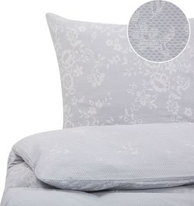 BELIANI Postelová souprava šedá a bílá bavlna 135 x 200 cm s květinový vzorem povlečení na peřinu a polštář klasická elegantní ložnice